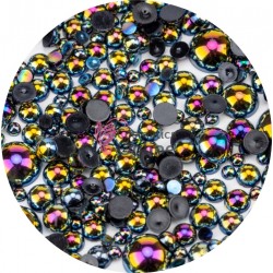 Perlute sidefate de unghii Negru cu Reflexii de 2mm - 600 bucati, Cod PPU006AA